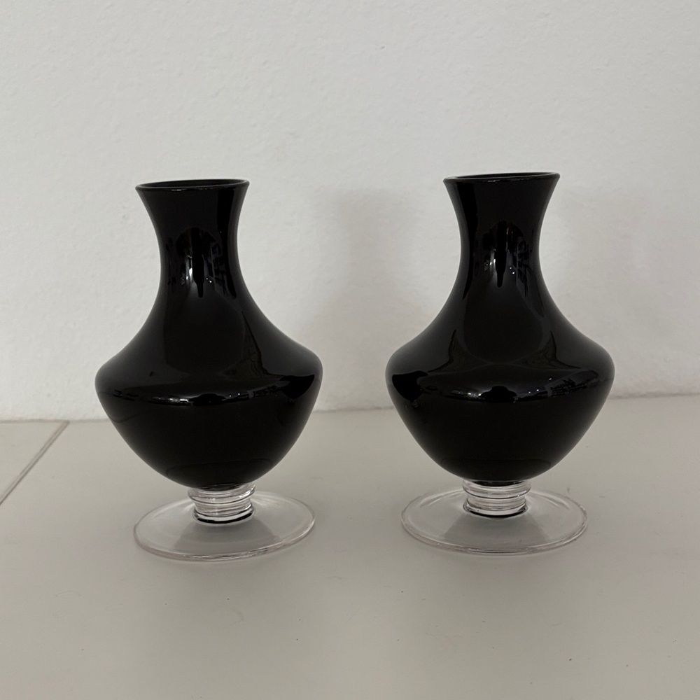 Partylite  black bud vases (2) 6” tall